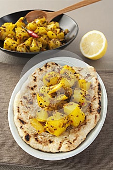 Bombay Potato Curry Indian Food Naan Bread