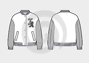 Bomber or College jacket on white background