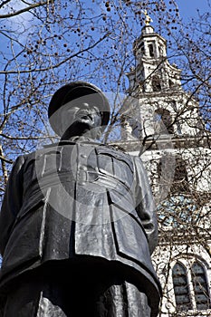 Bomber Harris Statue and St Clement Danes Church