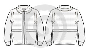 Bomber jacket with imitation of put on knitted vest