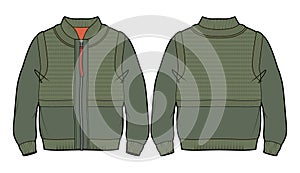 Bomber jacket with imitation of put on knitted vest