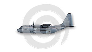 Bomber, military plane on white, side view