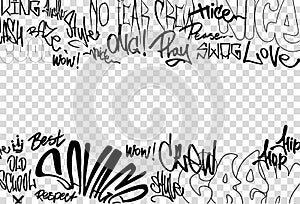 Bombing graffiti and tags isolated on transparent background