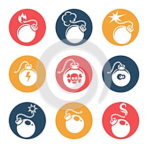 Bombs flat icons set