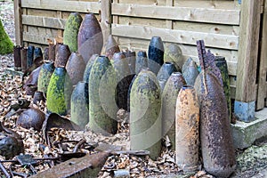 Bombs and grenades from World War 1 in Flanders Belgium. photo