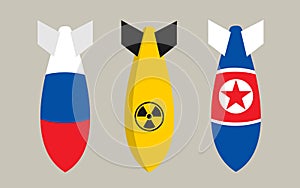 Bombs of Russia, North Korea and nuclear bomb photo