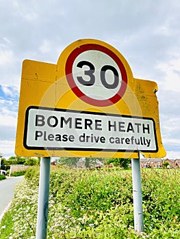 Bomere Heath road sign