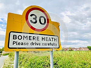 Bomere Heath road sign