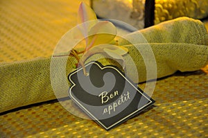 Bon Apetite sign on napkin photo