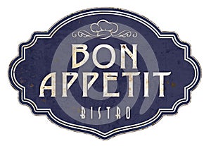 Bon Appetit Kitchen Sign Plaque Victorian Enamel Bistro