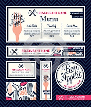 Bon appetit Restaurant Set Menu Graphic Design Template