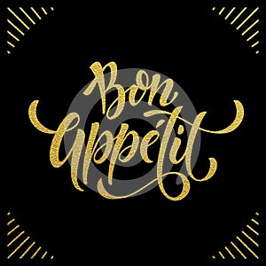 Bon Appetit title text. Gold text on black background