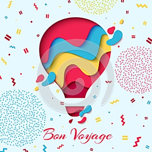 Bon Voyage paper art hot air balloon concept