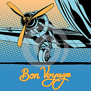 Bon voyage retro travel airplane poster photo