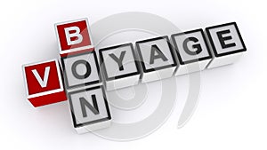 Bon voyage word block on white