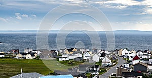 Bona Vista, Newfoundland, Canada, on late summer overcast day. Small village community alongside the sea.