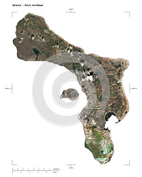 Bonaire - Dutch Caribbean shape on white. Low-res satellite