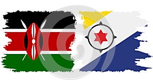 Bonaire and Kenya grunge flags connection vector