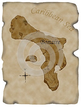 Bonaire map on burnt parchment