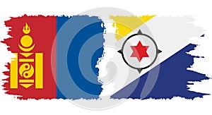 Bonaire and Mongolia grunge flags connection vector