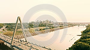 Bond Bridge and Kansas City skyline late afternoon.