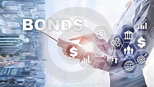 Bond Finance Banking Technology Business concept. Electronic Online Trade Market Network