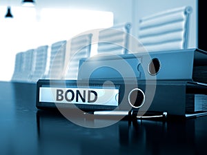 Bond on Office Folder. Blurred Image. 3D.