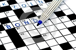 Bond in solving crossword puzzle