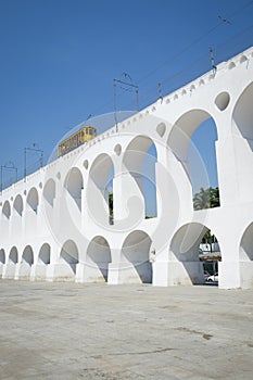 Bonde Tram Train at Arcos da Lapa Arches Rio de Janeiro Brazil