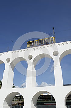 Bonde Tram Train at Arcos da Lapa Arches Rio de Janeiro Brazil photo