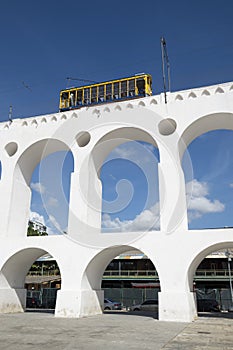 Bonde Tram Train at Arcos da Lapa Arches Rio de Janeiro Brazil photo