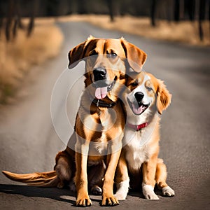 Bonded dogs best friends - ai generated image photo