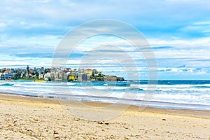 Bondi Beach With Colorful Houses on Pacific Coastline of Sydney Australia