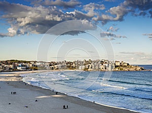 Bondi beach view at sunset dusk near sydney australia