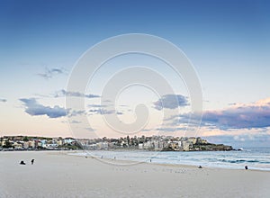 Bondi beach view at sunset dusk near sydney australia