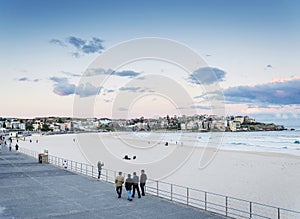 Bondi beach view at sunset dusk near sydney australia