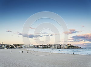 Bondi beach view at sunset dusk near sydney australia