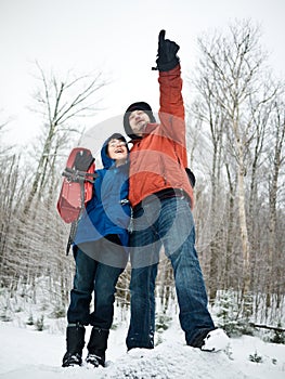 Bonding Father Son enjoying the outdoors in winter