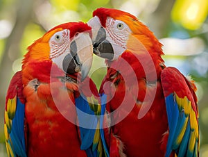 Bonding Scarlet Macaws