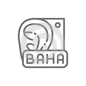 Bone Anchored Hearing Aid, BAHA line icon. photo