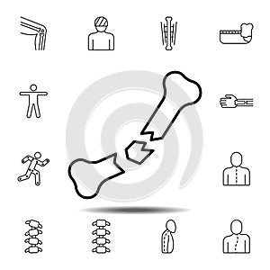 bone break icon. Simple thin line, outline vector element of Bone injury icons set for UI and UX, website or mobile application