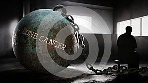 Bone cancer - a metaphorical view of exhausting human struggle with bone cancer. Taxing and strenuous fight against a he