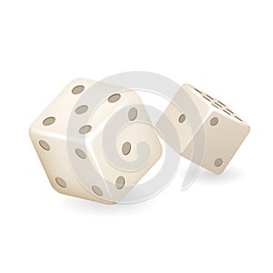 Bone dice 3d realistic casino gambling game deisgn isolated icon vector illustration photo