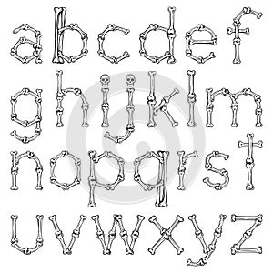 Bone font alphabet letters