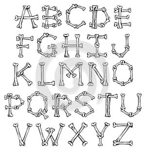 Bone font alphabet letters