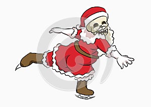 Bone head santa playing ice skating