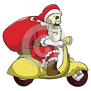 Bone head santa riding scooter