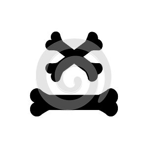 Bone icon. Crossbones pirate symbol. Flat black white sign.