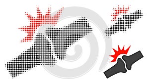 Bone Joint Fracture Halftone Dotted Icon