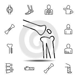 bone, knee, leg icon. Simple thin line, outline vector element of Bone injury icons set for UI and UX, website or mobile